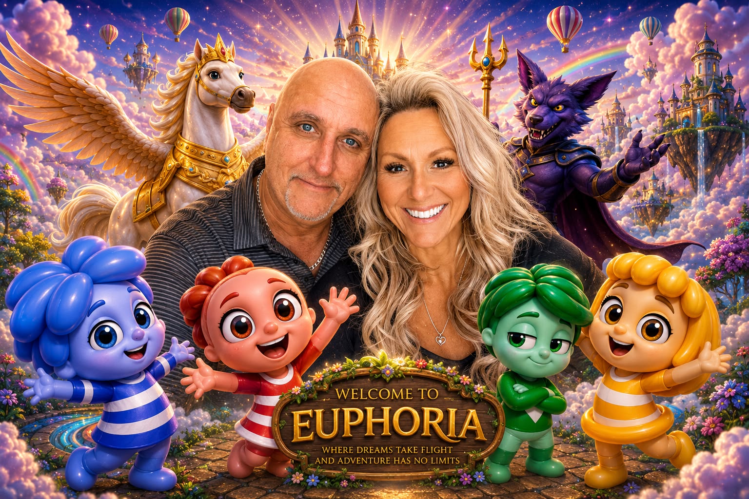 Balloonites creator with children and characters